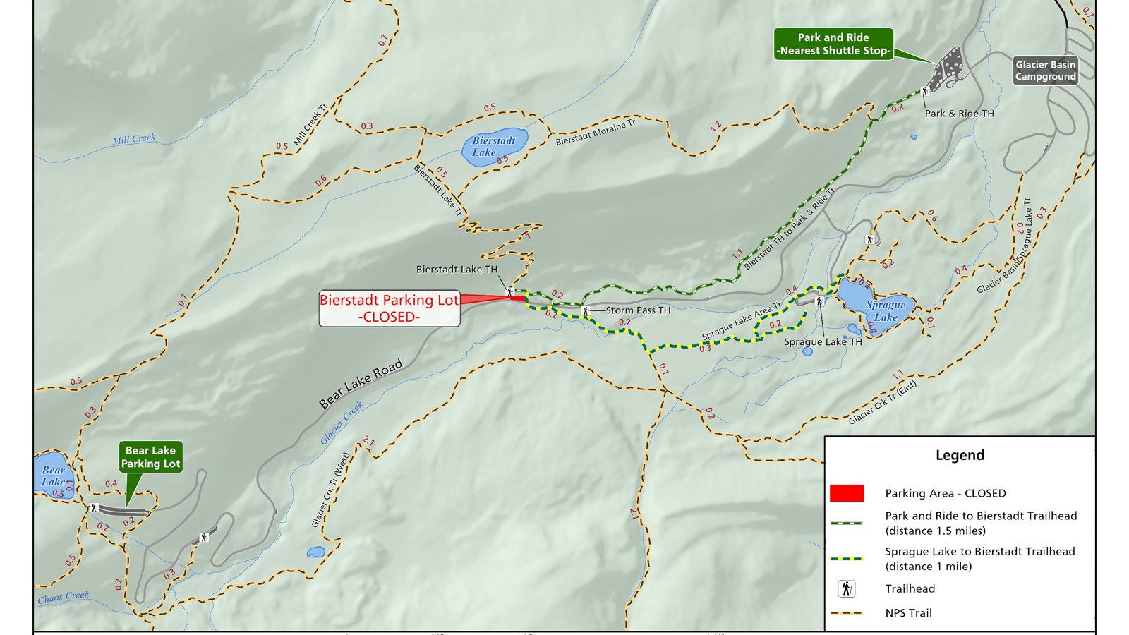 Bierstadt Shuttle Stop & Parking is Temporarily Closed 