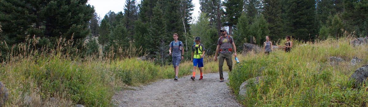 Hikers coming back down the trail.