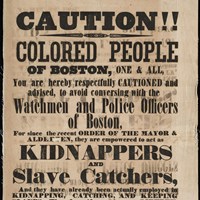 Broadside warning the Black community members of kidnappers and slave catchers.