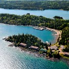 A handmade map on a sign for Rock Harbor, Isle Royale National Park.