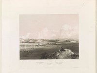 Illustration likely completed by Charles Bodmer in the 1830s showing Fort Pierre.