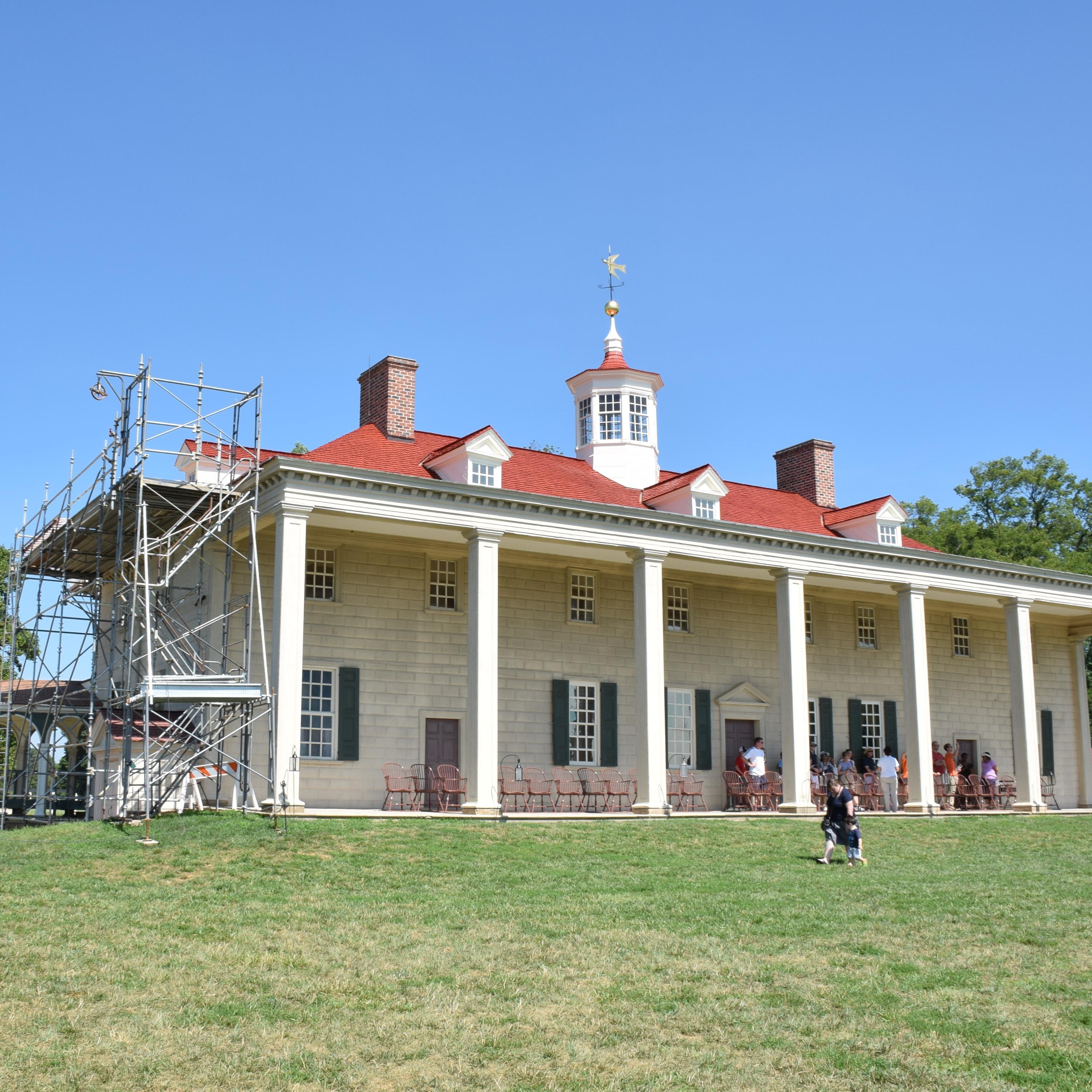 A view of the back portico of the Mount Vernon Mansion