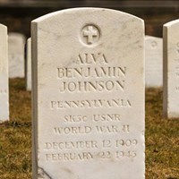 The gravestone of Alva Benjamin Johnson in the Gettysburg National Cemetery.