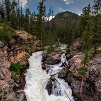 water cascading down rocks
