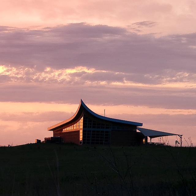 Spring sunset over the Homestead Heritage Center.