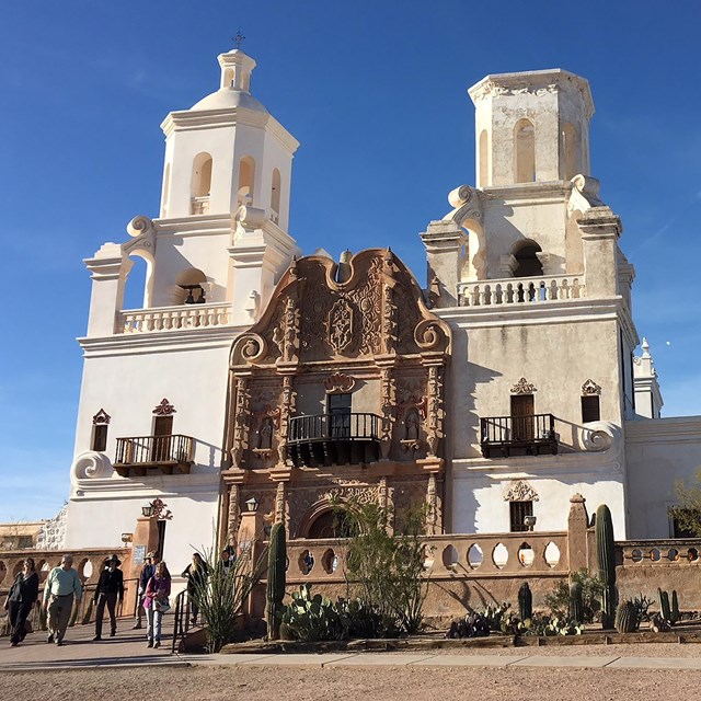 mission with two flanking towers in Spanish colonial style