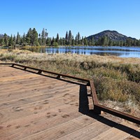 A section of the Sprague Lake Boardwalk overlooking the lake