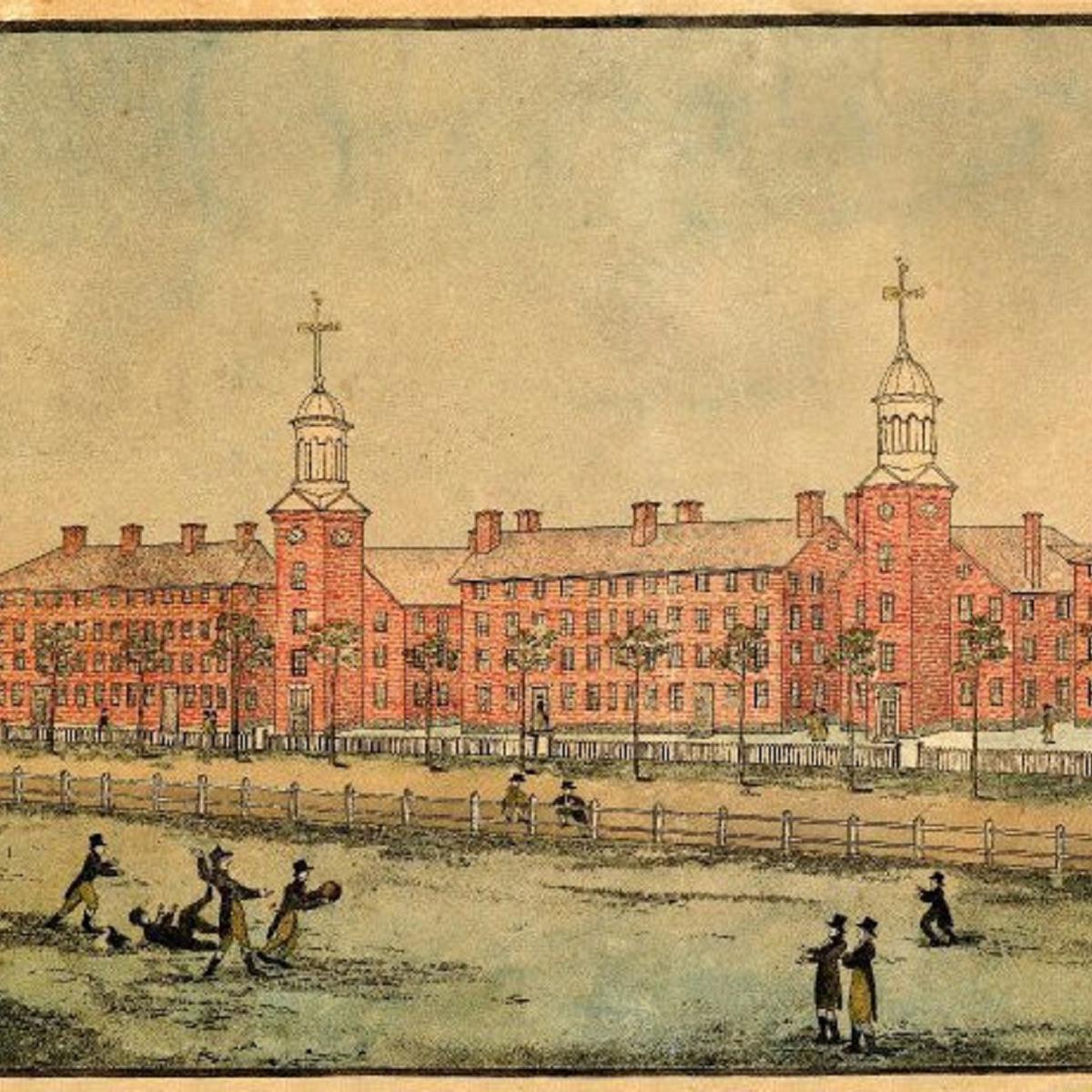 1807 drawing of Yale University in New Haven