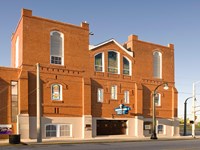 Red brick exterior of historic Ebenezer Baptist Church.