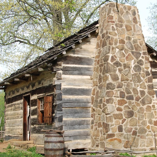 Replica cabin at the Lincoln Living Historical Farm is located on the original Thomas Lincoln farm.