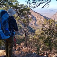Backpacker in the Chisos Mountains