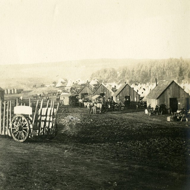 Historic photo of military training camp