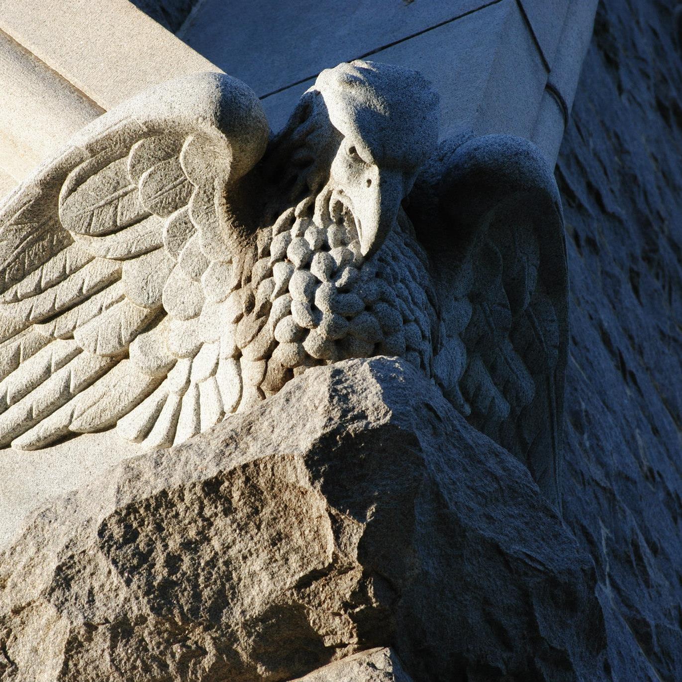 eagle carved into granite