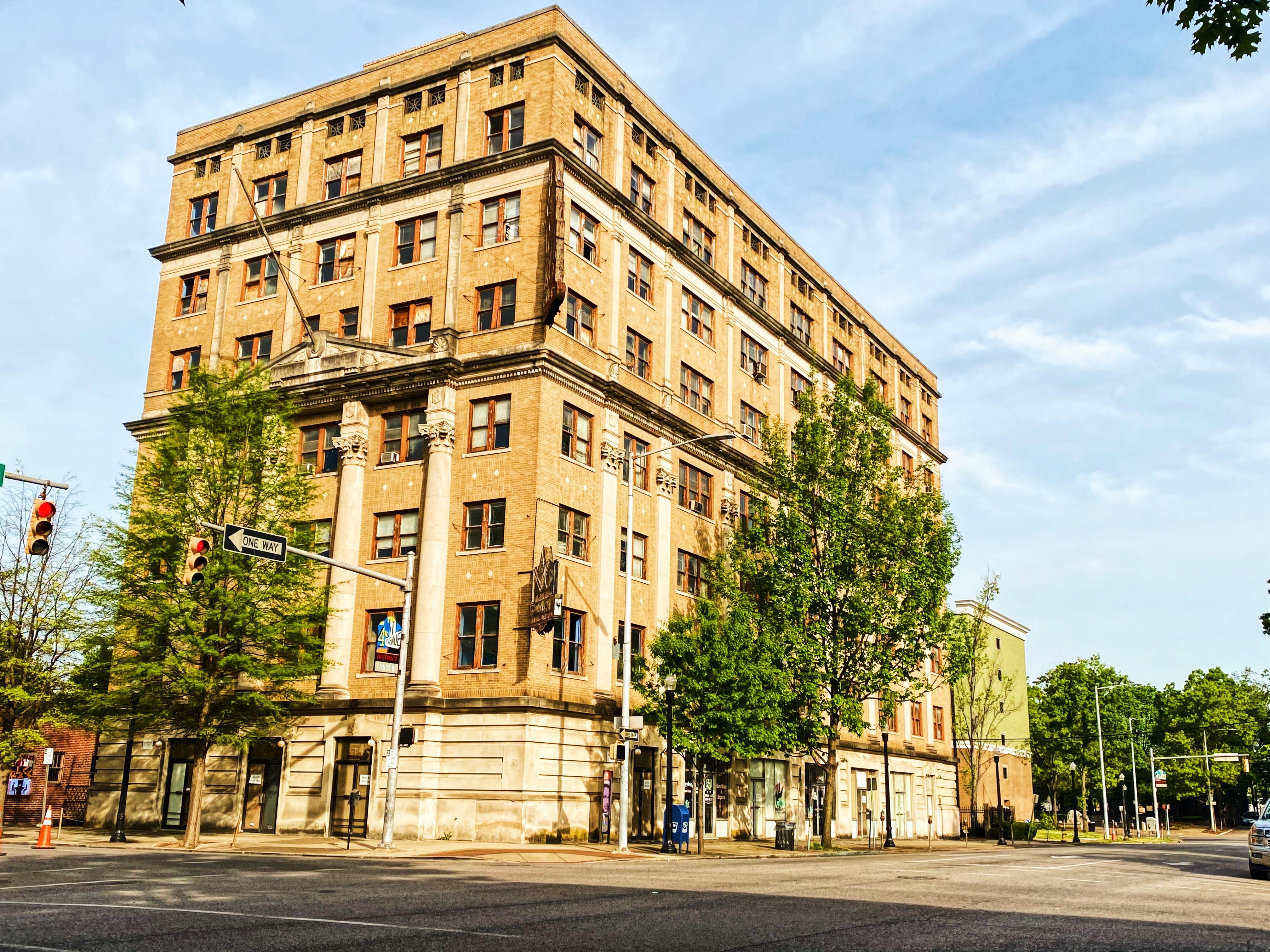 An 8-story building in a historic business district of downtown Birmingham, AL.