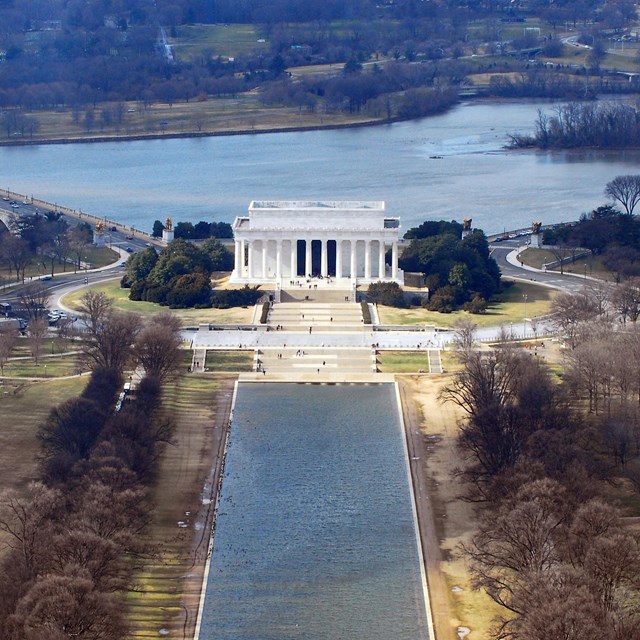 Inaugural Prep aerial photo of Lincoln Memorial.
