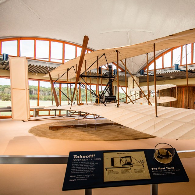 The Wright Flyer in the Flight Room at Wright Brothers National Memorial