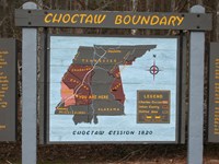 Information sign at Upper Choctaw Boundary explaining various treaties and what life was like.