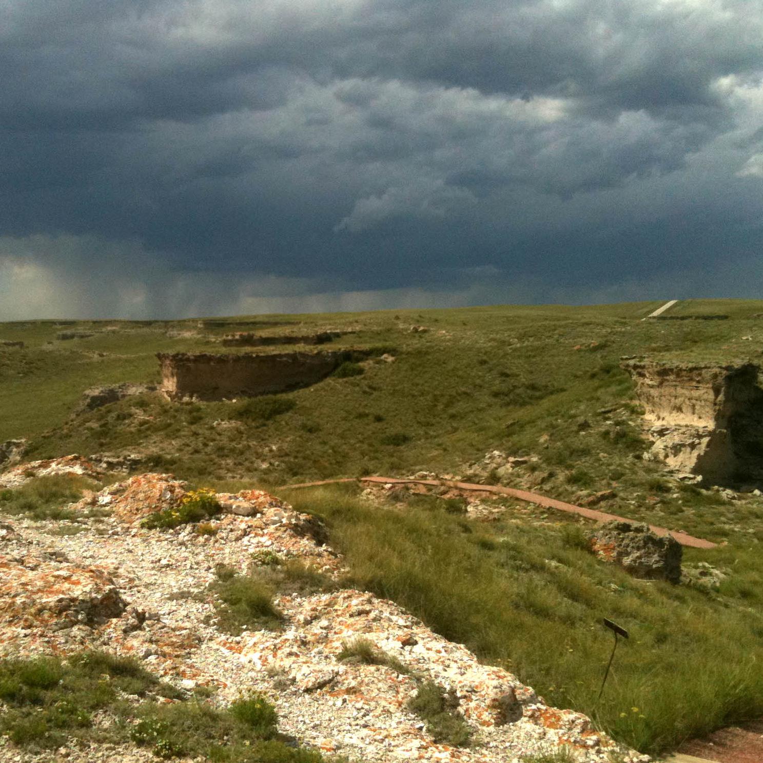 Looking down on trail from an overlook.