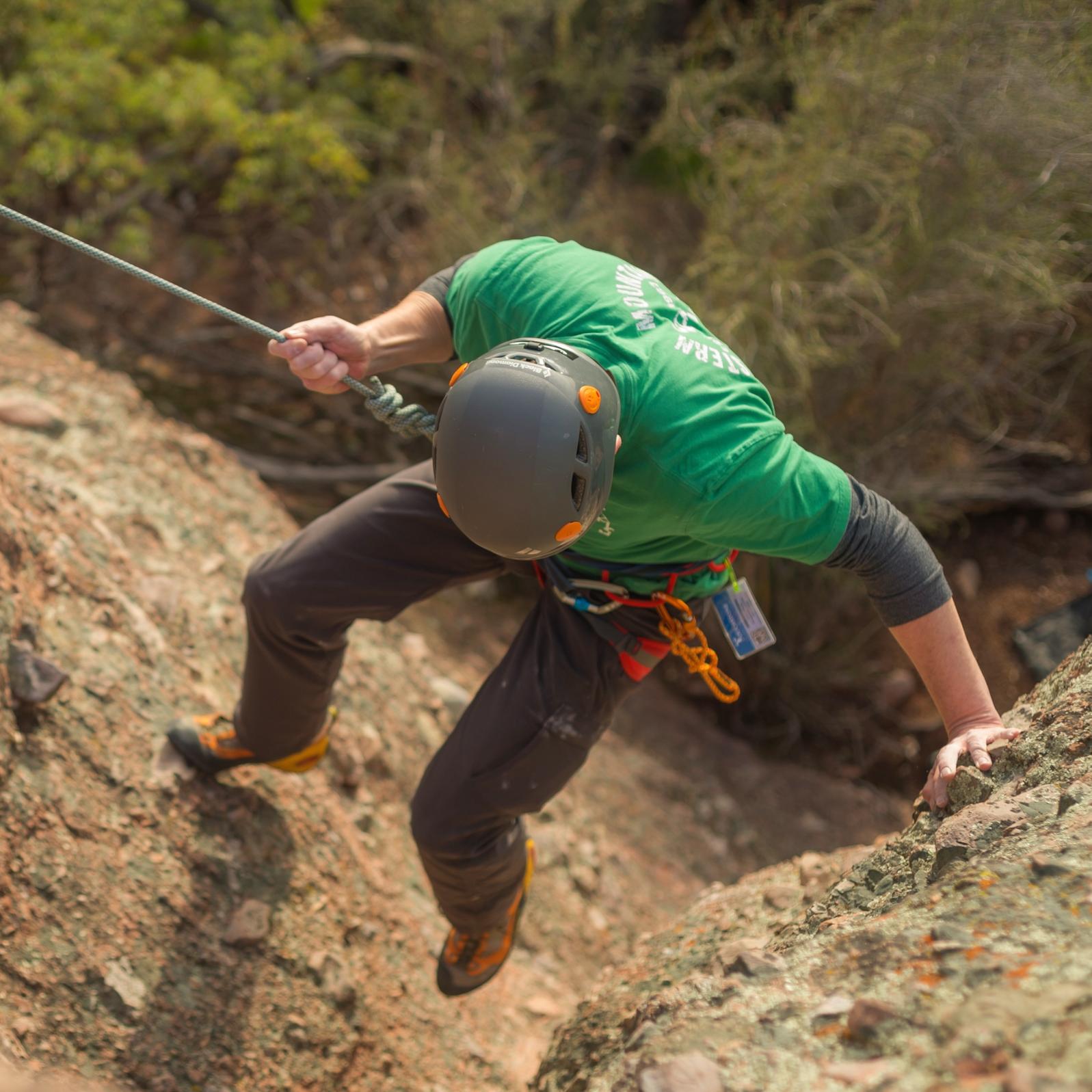 Rock climber on a rock crag