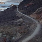 A birds eye view photo looking down along a trail.