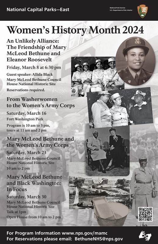 A flyer with various images of women and large text.