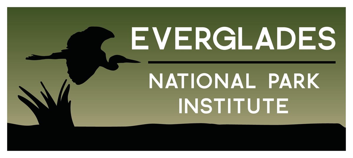 Everglades National Park Institute logo with a silhouette of a flying egret over some marsh grasses.