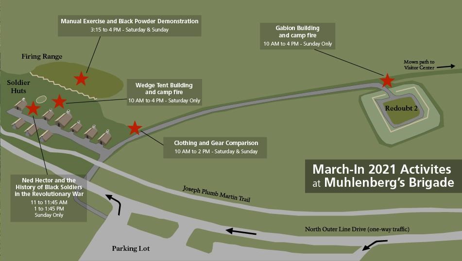 graphic, map, illustration, March-In 2021 Activities, soldier huts, firing range, redoubt 2,