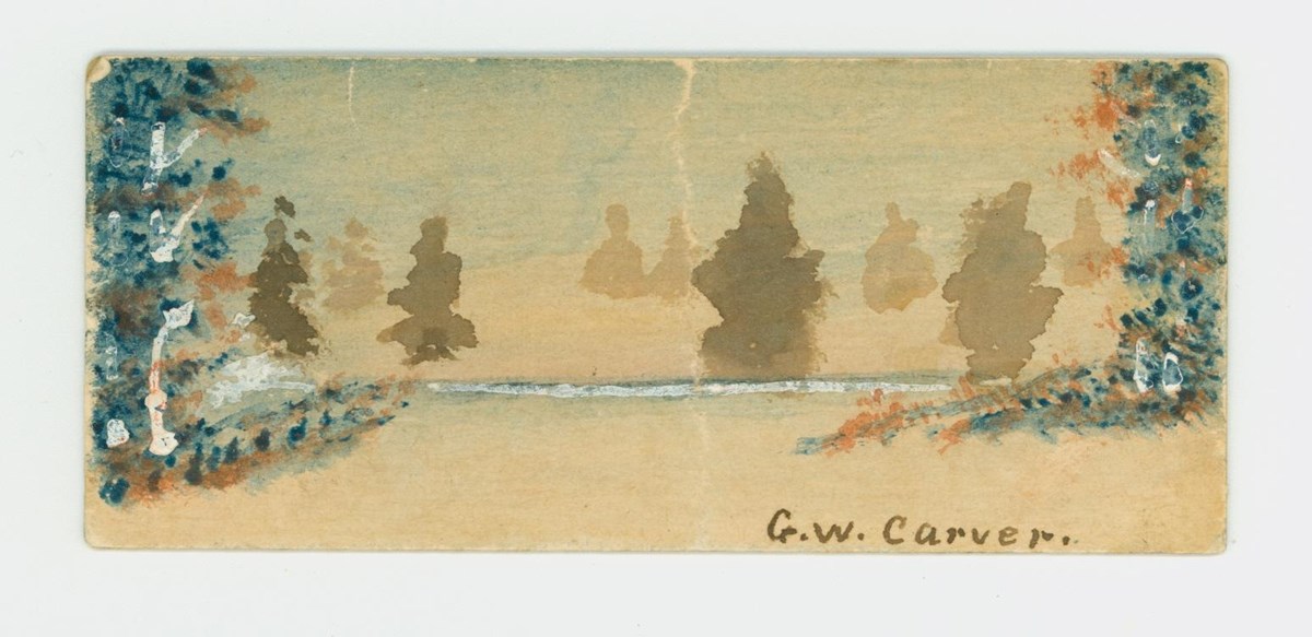 Hand-painted Christmas card by George Washington Carver.