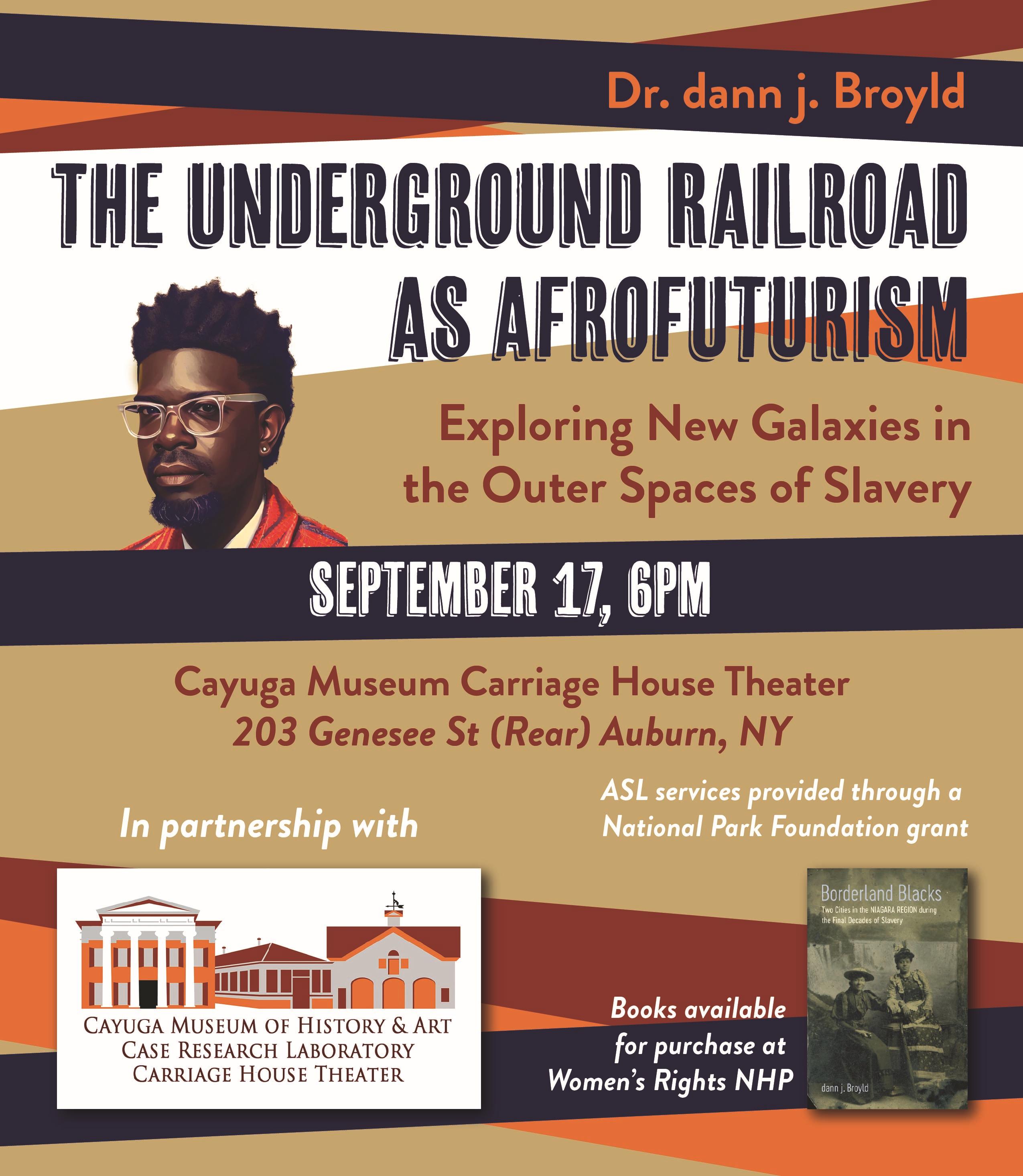 A poster advertising Dr. dann Broyld's talk