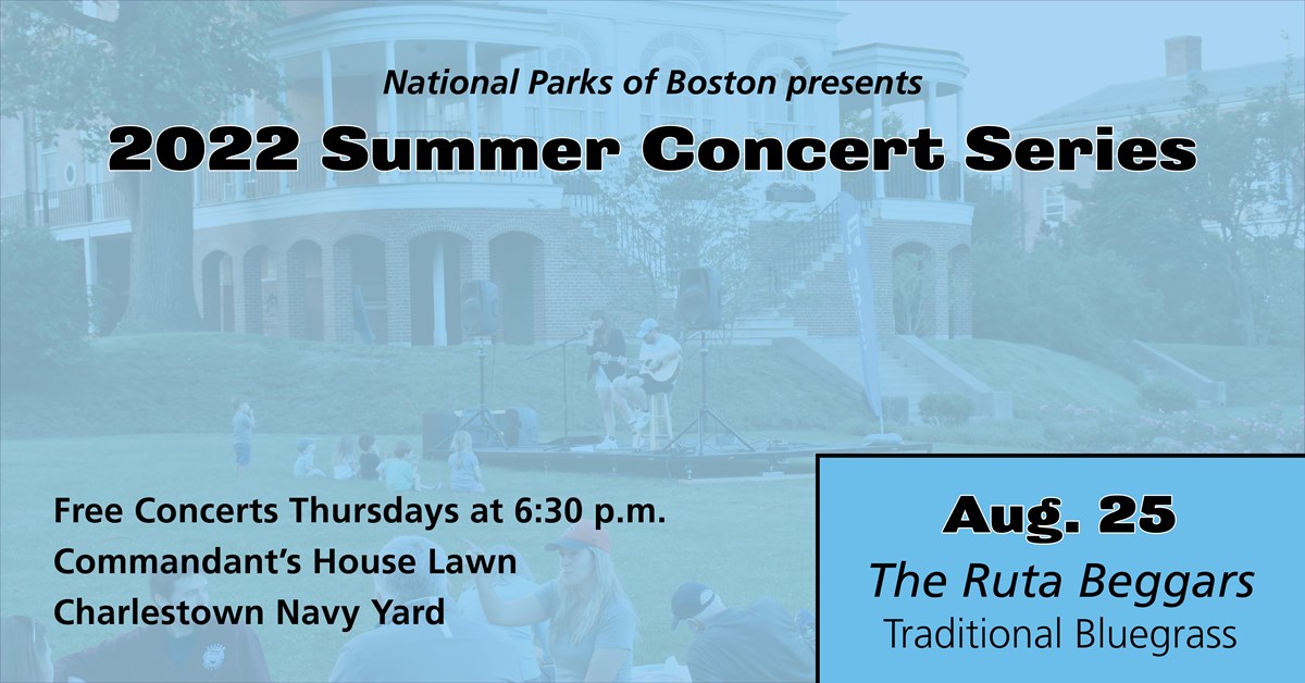 Event graphic for the Summer Concert Series specifying Aug. 25 for The Ruta Beggars concert.