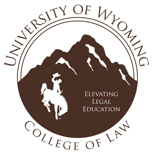 a logo of a mountain with text: University of Wyoming College of Law