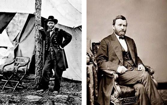 On the Left side of the photo is of Maj. Gen. Grant and on the right is photo of him as President.