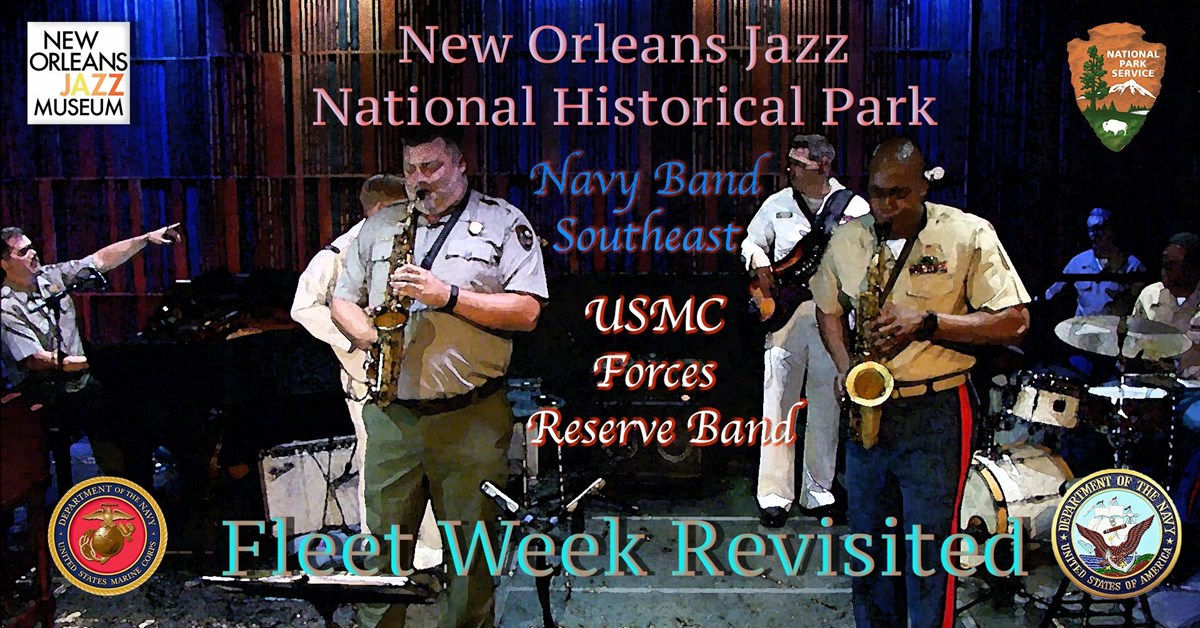 Sailors, Marines and Ranger musicians on stage