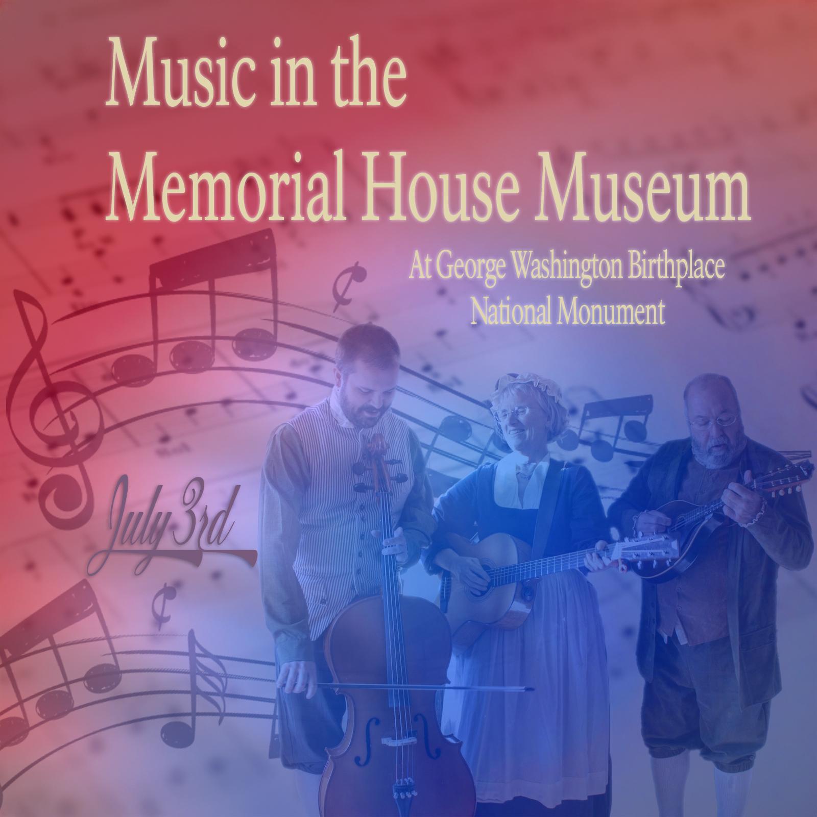 A colorfully designed image with musical notes and a band playing