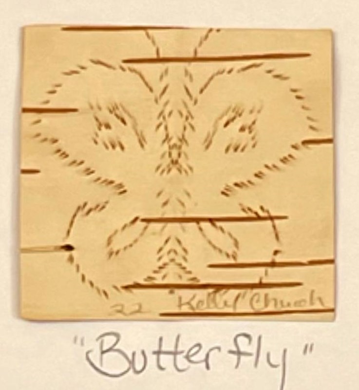 Birch bark teeth impression of a butterfly