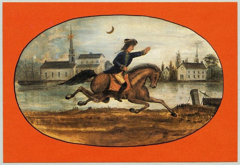 Drawing of Paul Revere riding a horse