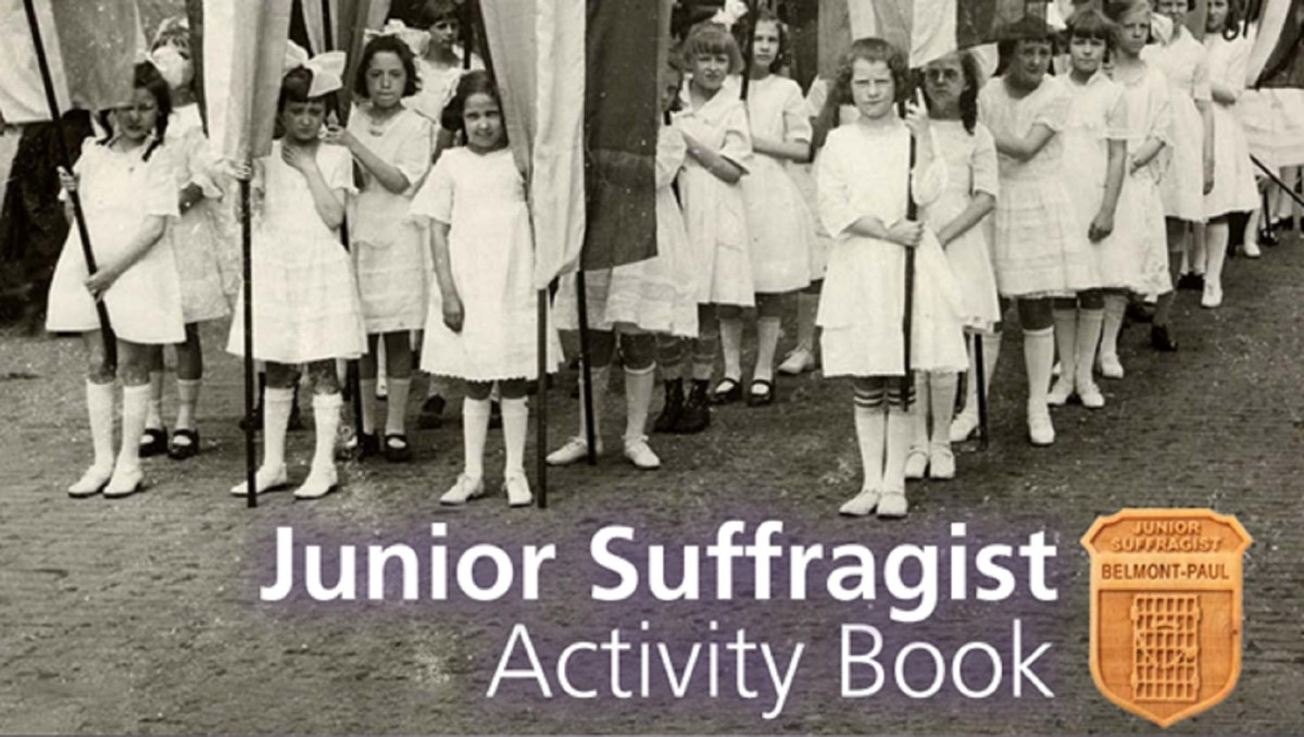 Image from the cover of the suffragist Jr. Ranger book.