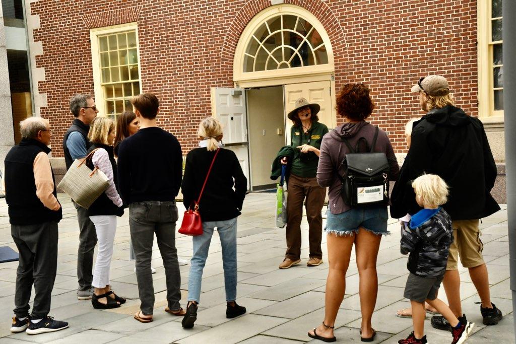 Volunteer Wendy on her regular walking tour with park visitors.