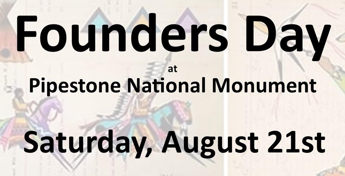 Flyer with title of founders day and date overlaid on ledger art