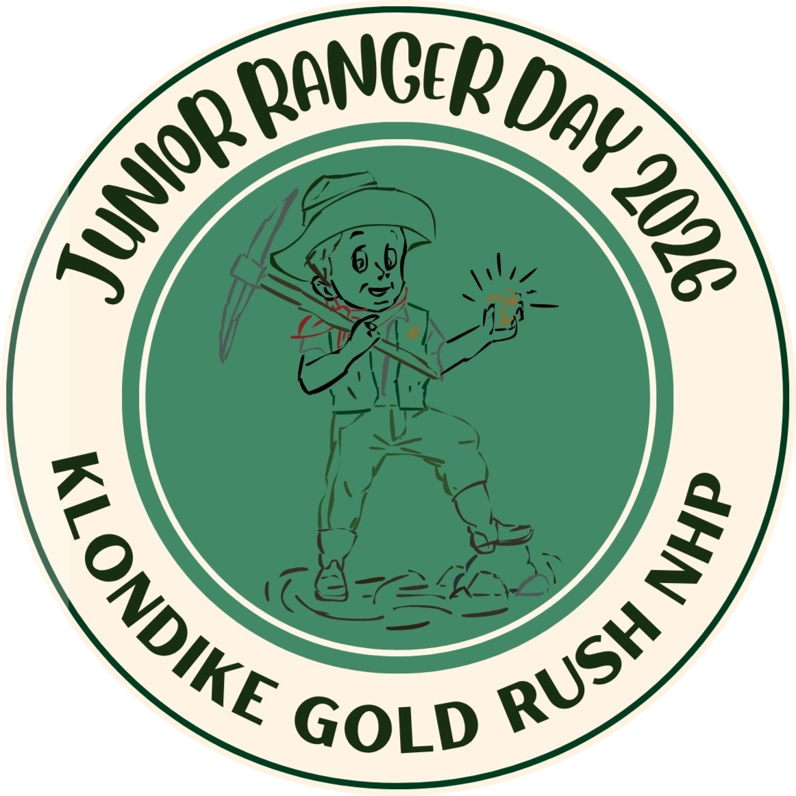 Illustration of a young person holding a mining pick and gleaming gold nugget