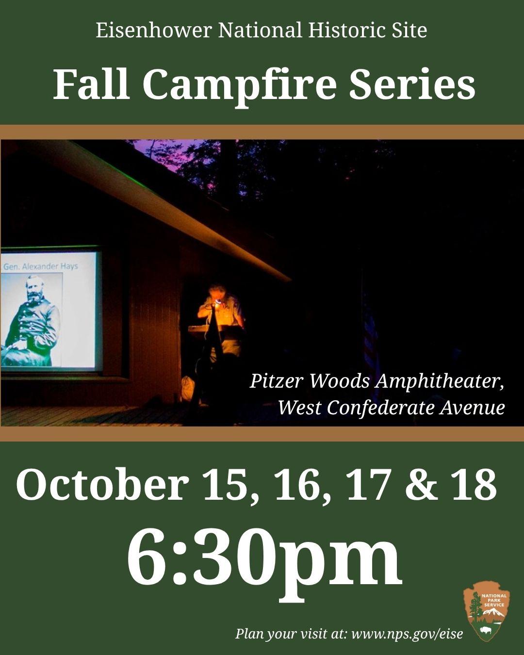 A promotional poster for the Eisenhower Fall Campfire Series