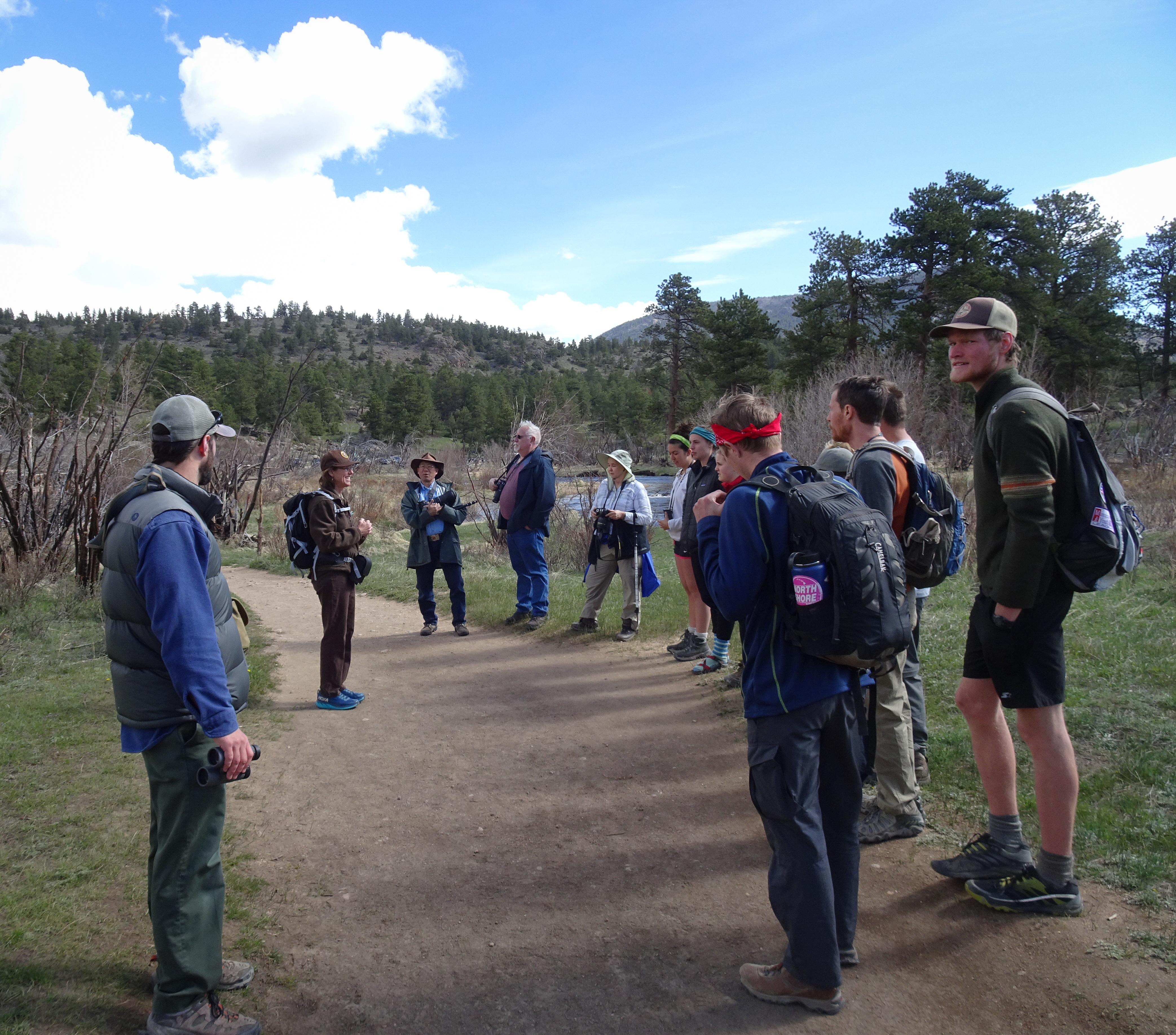 A group is on a guided Bird Walk