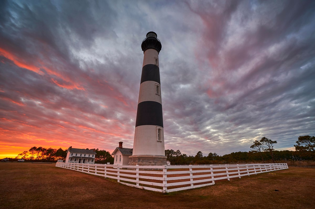 Sunrise behind the Bodie Island Lighthouse