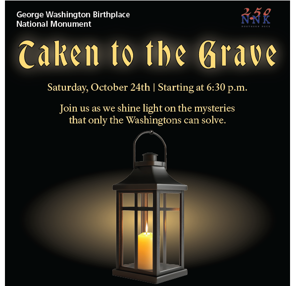 Taken to the Grave flier with image of lantern in the dark