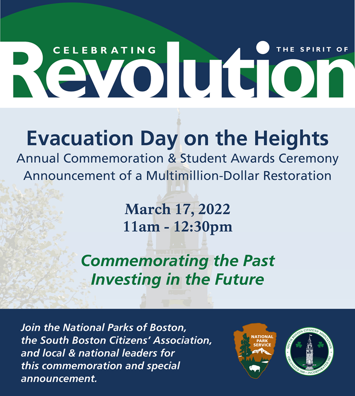 graphic announcing evacuation day on the heights in Boston