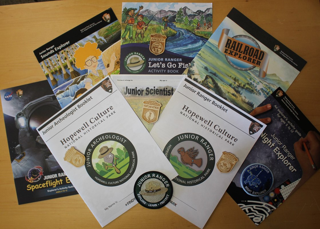 a variety of booklets and badges.