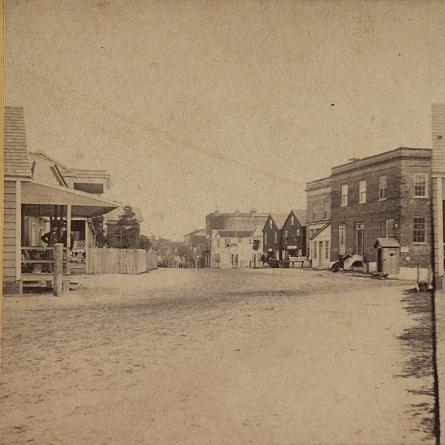 A street view of Beaufort businesses in the 1800s.