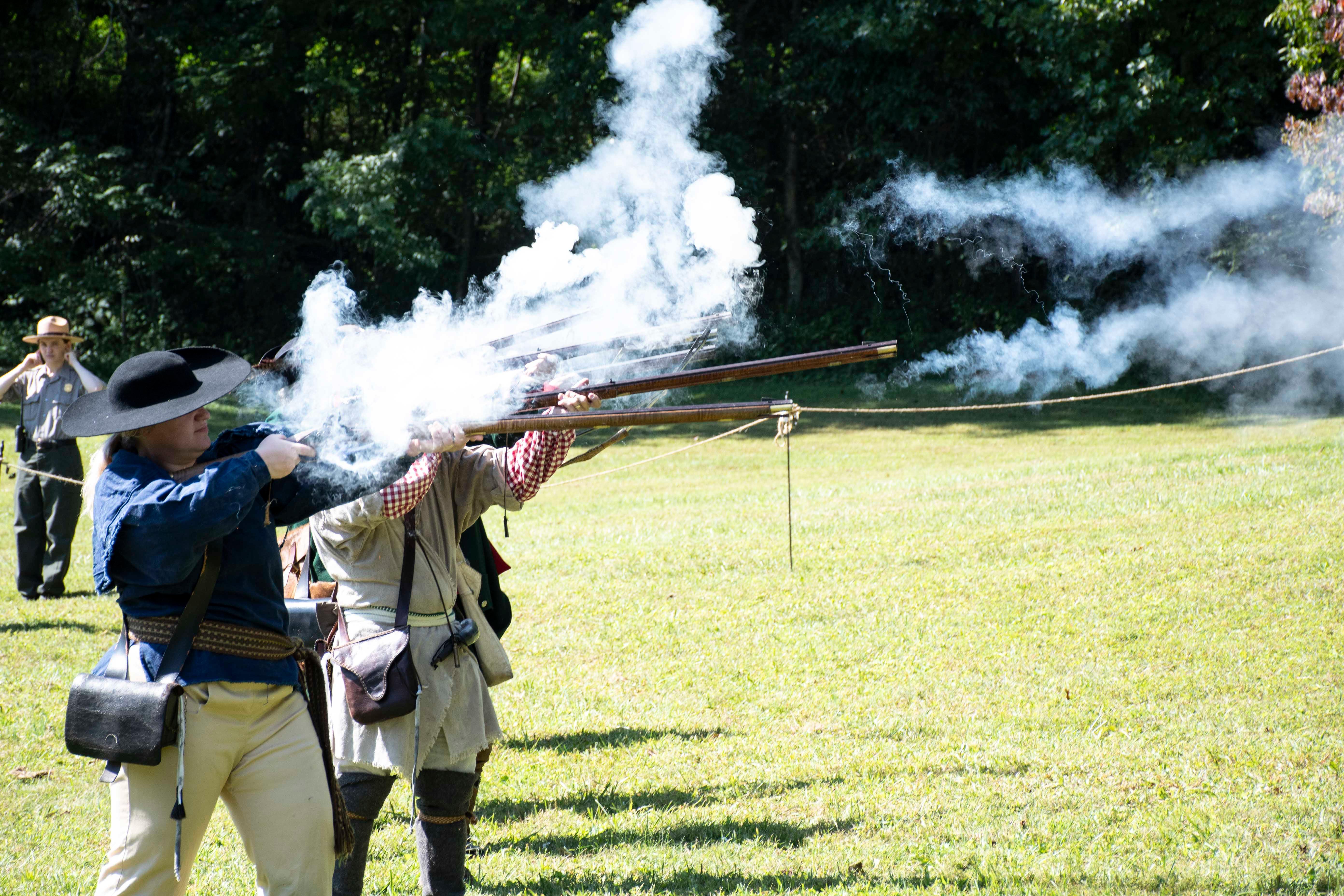 Poster for Freedom 250: Overmountain Victory Commemoration Open Encampment (Museum of North Carolina Minerals- Milepost 331)