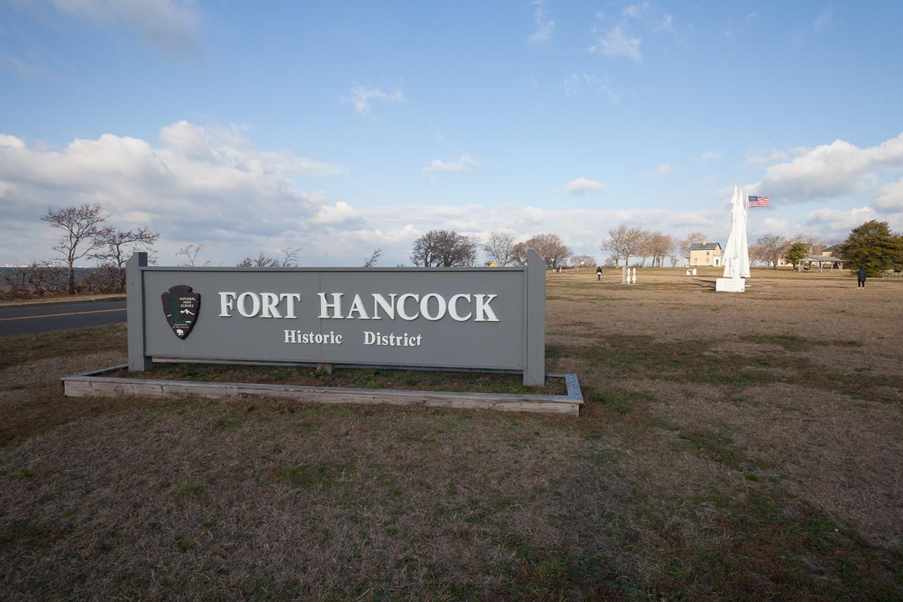 Entrance sign for Fort Hancock