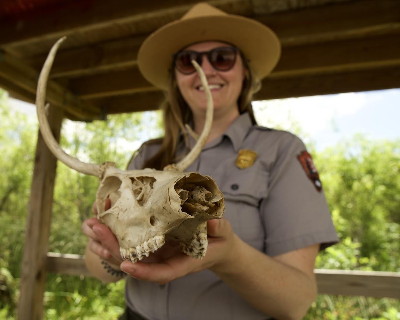 Ranger Dylann with a deer skull